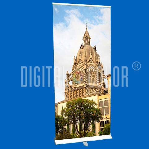 Roll Up Gray 0.85x2 mts Retráctil-Easy Pull Banner Stand 11