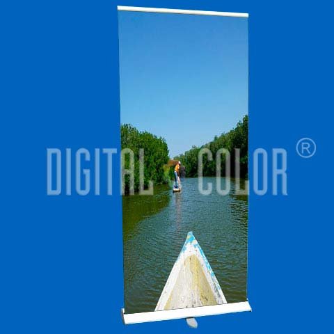 Roll Up Gray 0.85x2 mts Retráctil-Easy Pull Banner Stand 14